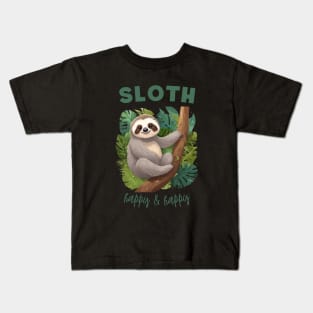 Cartoon Style Cute Sloth Kids T-Shirt